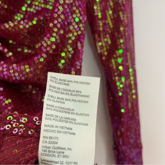 NWT New Free People Magenta Sequin Long Sleeve Button Down Shirtee Top Size XS - Picture 6 of 6